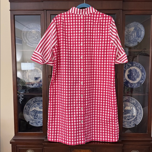 Striped Pink and White Mini Dress with Polo Collar - Picture 3 of 4